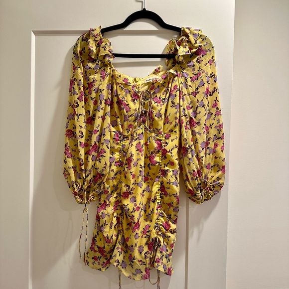 For Love And Lemons || Beaumont Mini Dress Yellow Floral - Picture 6 of 12